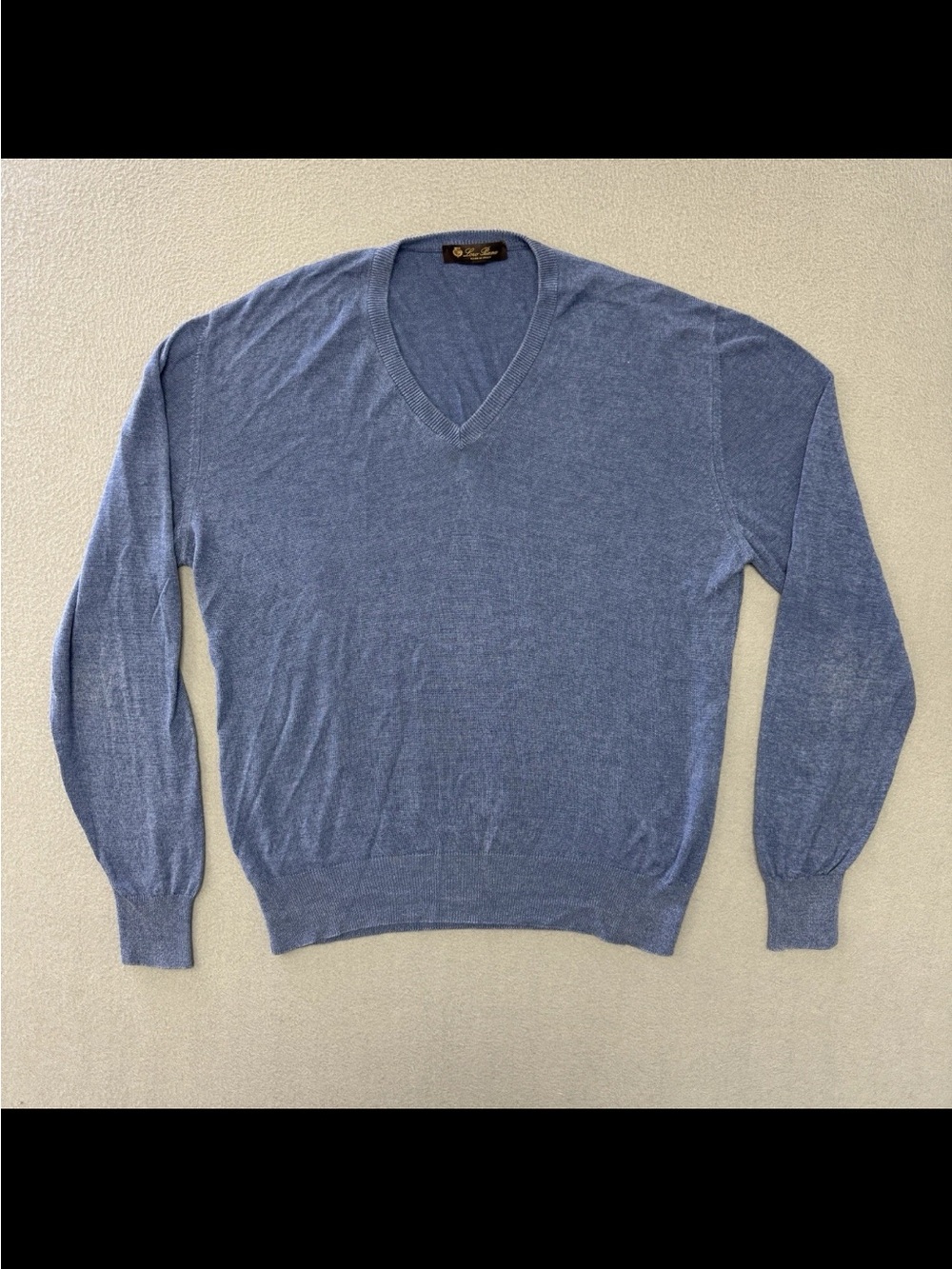 Loro Piana Sweater Large Men's 50IT V Neck Long Sleeve Pullover Cashmere Cotton?